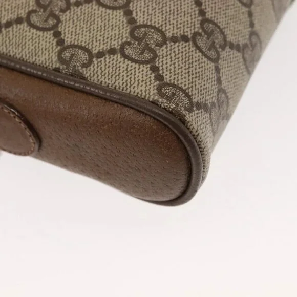 GUCCI GG Canvas Web Sherry Line Shoulder Bag PVC Leather Beige Green